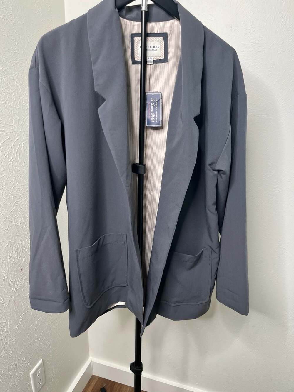 Dark Charcoal Gray Tailored Career Blazer Minimalist Workwear Jacket
